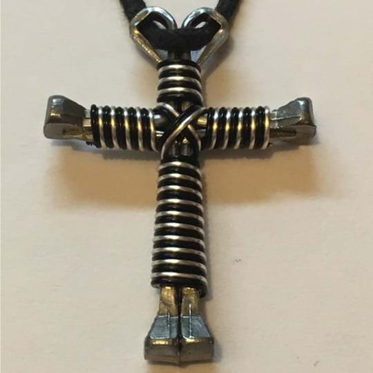 small black silver nail wrapped cross