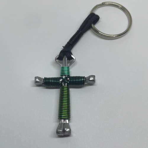 three color cross key chain
