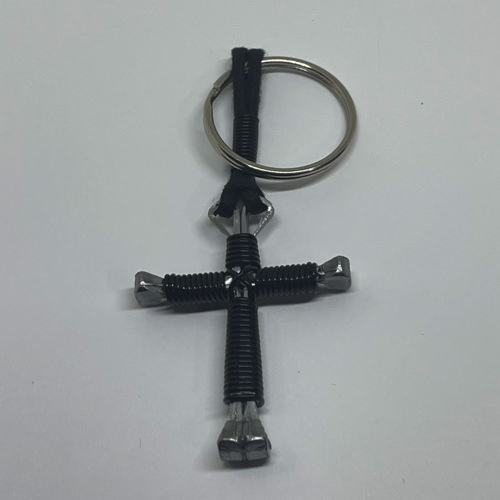 black cross nails keychain