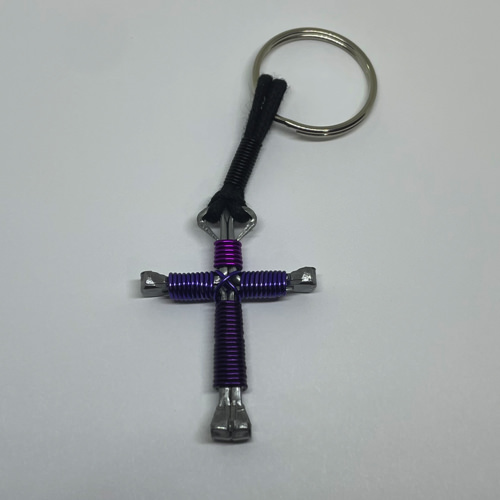 tri-purple keychain cross