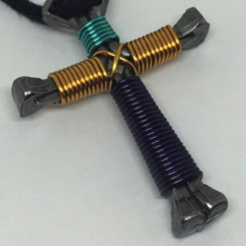 3 color cross of nails keychain