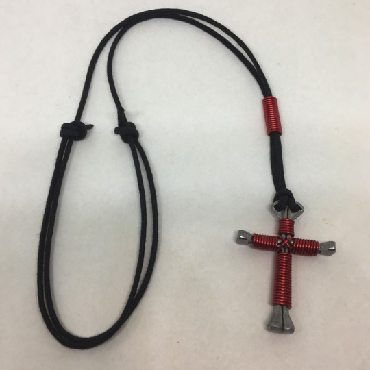 red rear view mirror charms from horseshoe nail cross